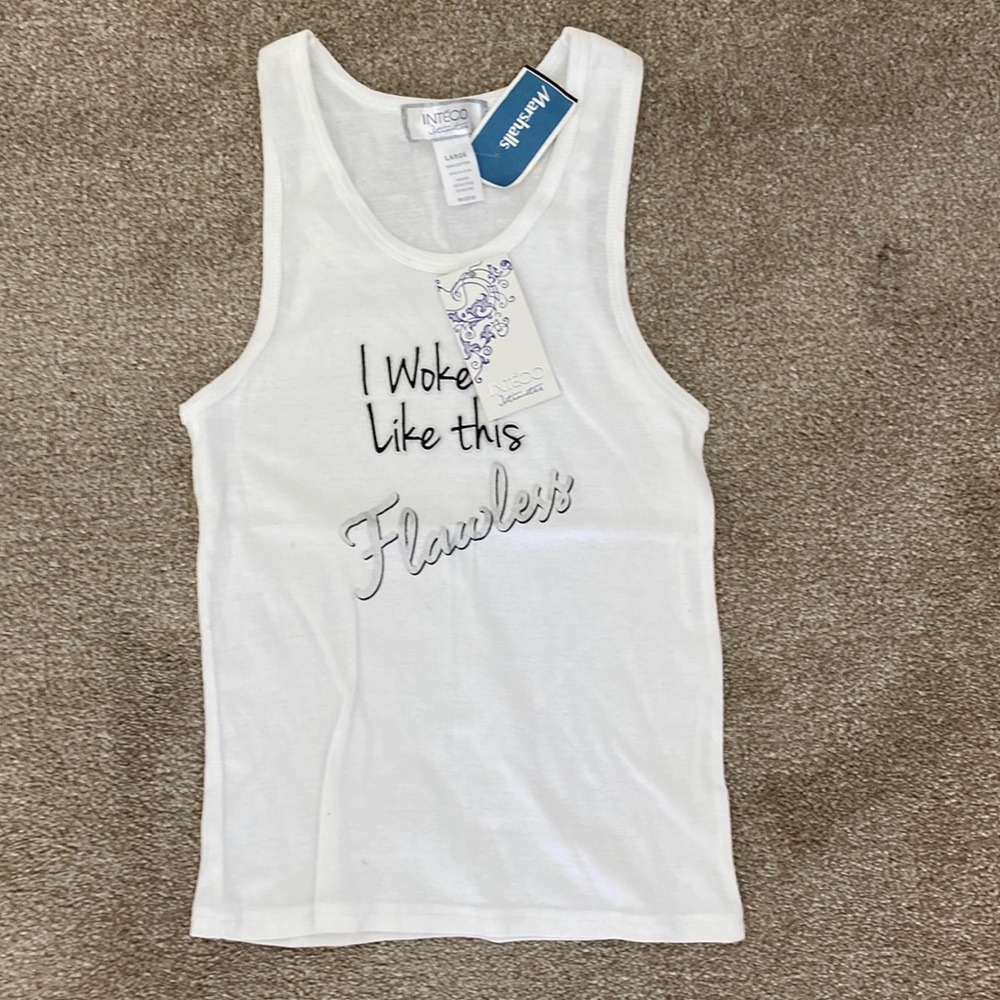 Interco Intimates Never worn White Graphic Tank Top. 100% Cotton L